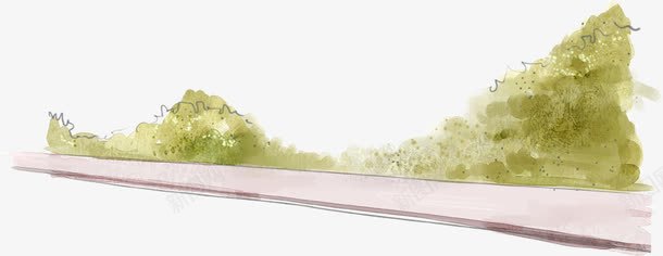 手绘绿色植物道路png免抠素材_88icon https://88icon.com 绿色植物 道路