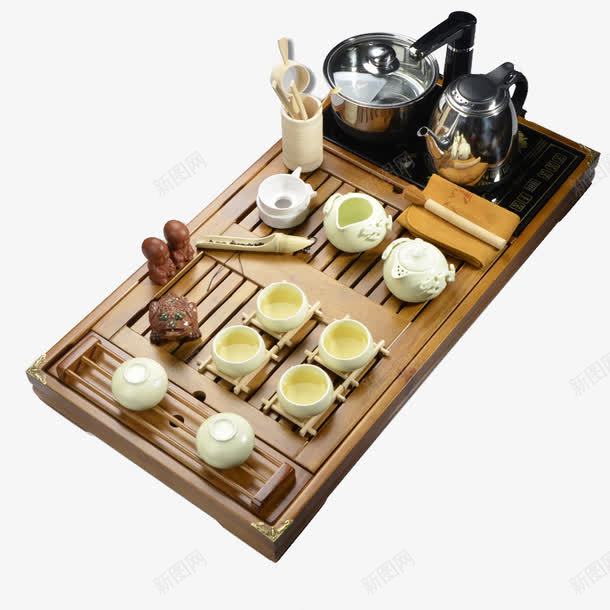 茶盘茶具套装png免抠素材_88icon https://88icon.com 产品实物 套装 实木 茶具 茶盘
