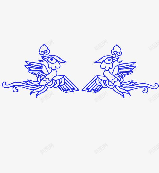 青花凤凰png免抠素材_88icon https://88icon.com 青花凤凰 青花瓷 鸟