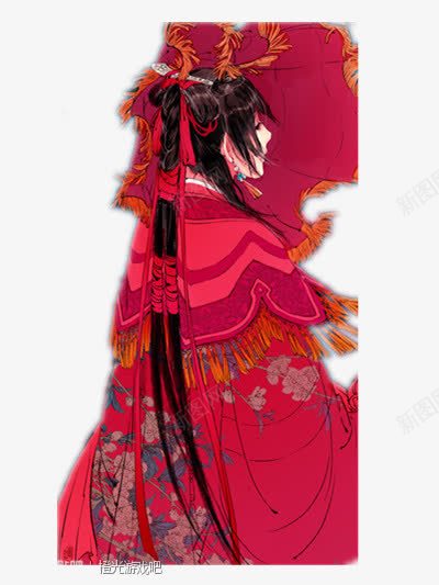 红衣姑娘出嫁之时png免抠素材_88icon https://88icon.com 出嫁 姑娘 红衣