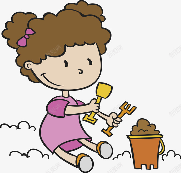 玩沙子的女孩矢量图eps免抠素材_88icon https://88icon.com 卡通女孩 开心的玩耍 手绘女孩 玩沙子 矢量png 粉色女孩 矢量图