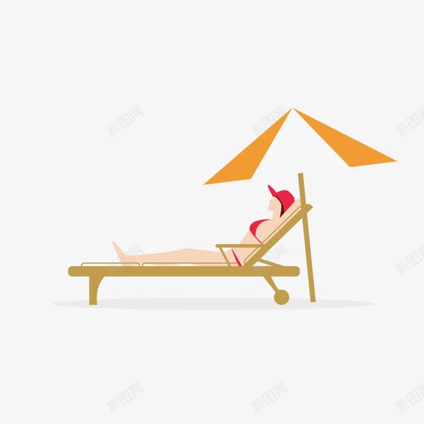躺着的女孩png免抠素材_88icon https://88icon.com PNG 太阳伞 女孩 躺椅