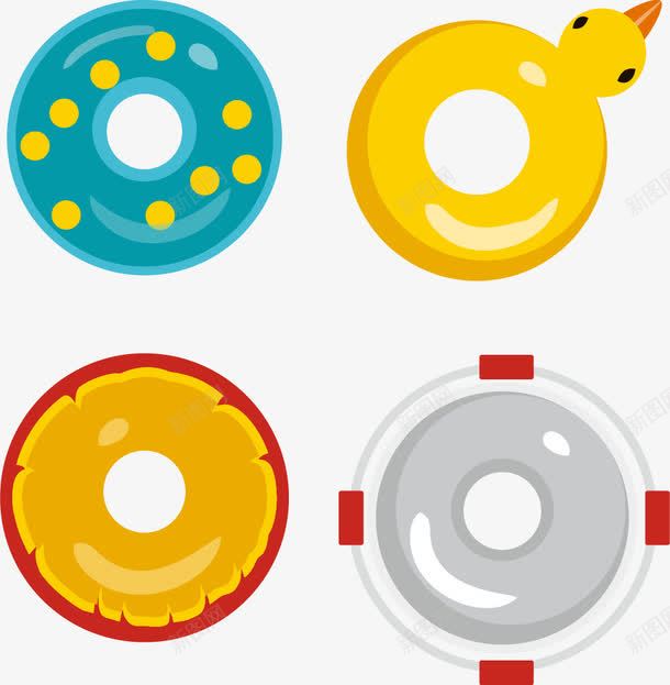 四个泳圈png免抠素材_88icon https://88icon.com 体育运动 四个 游泳 游泳标志 游泳符号 运动