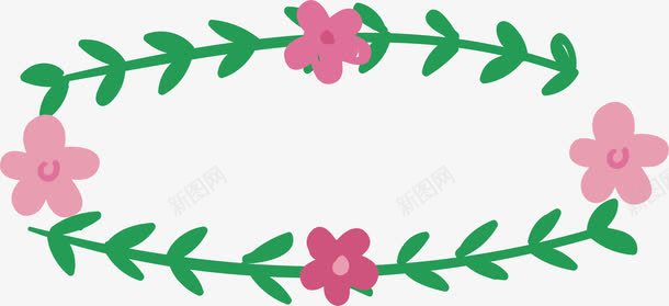 小粉花标题框png免抠素材_88icon https://88icon.com 小粉花 矢量素材 粉花标题框 绿叶 绿叶标题框