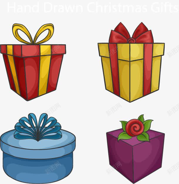 手绘可爱节日礼盒png免抠素材_88icon https://88icon.com 免扣png 免费png 免费png素材 圣诞节礼盒 红色礼盒 绿色礼盒