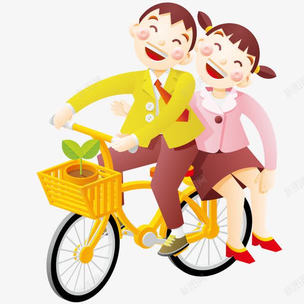 骑着自行车png免抠素材_88icon https://88icon.com 人物 创意 手绘 插画 自行车