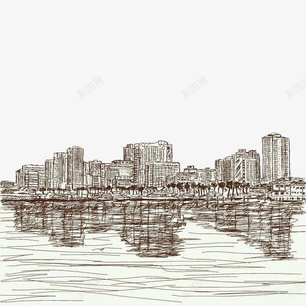 卡通手绘黑白城市背景png免抠素材_88icon https://88icon.com 卡通手绘 城市 素材背景 黑白