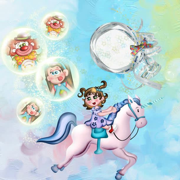 骑马小孩相框png免抠素材_88icon https://88icon.com 卡通素材 小孩 白马 相框素材