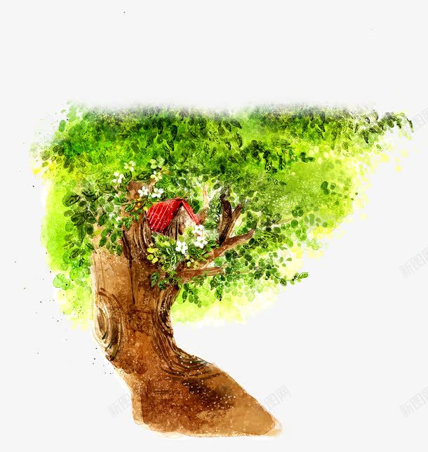 手绘绿树美景插画艺术png免抠素材_88icon https://88icon.com 插画 绿树 美景 艺术