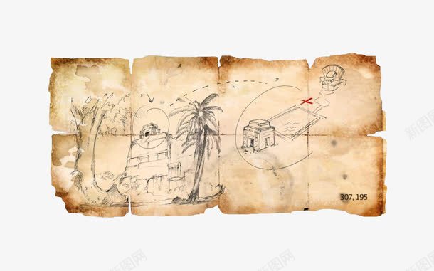 藏宝图纸png免抠素材_88icon https://88icon.com 古老 宝藏 挖矿 泛黄 羊皮纸