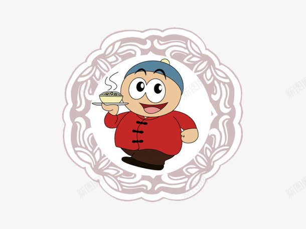 端着面的店小二标贴png免抠素材_88icon https://88icon.com 店小二 标贴 盘子 面条