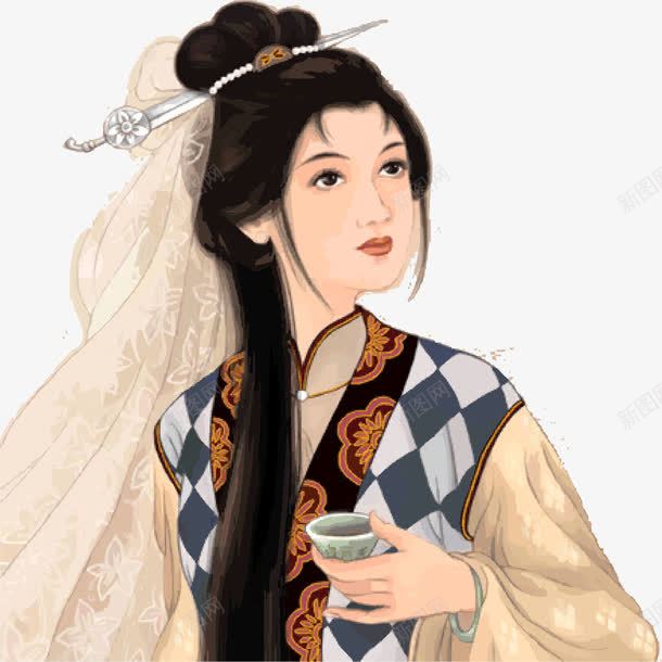 手绘古典美女png免抠素材_88icon https://88icon.com 古典美女 手绘 秀气