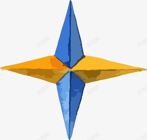 手绘四角星图png免抠素材_88icon https://88icon.com 免抠图 四角星 手绘画 抠图 插画 蓝色 装饰画 黄色