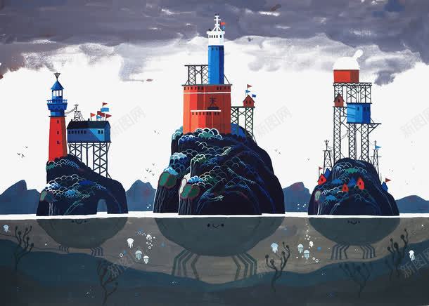 漂浮在水面的假山建筑png免抠素材_88icon https://88icon.com 创意背景 建筑 漂浮在水面的假山