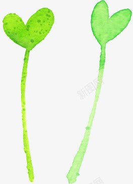 手绘绿色爱心卡通小草png免抠素材_88icon https://88icon.com 卡通 爱心 绿色