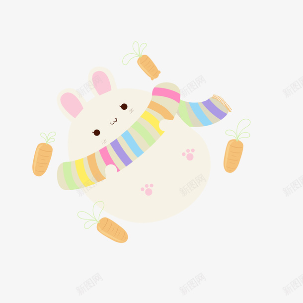 卡通可爱的小兔子矢量图ai免抠素材_88icon https://88icon.com 卡通 可爱 围巾 小兔子设计 胡萝卜 矢量图