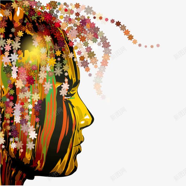 彩绘女人侧脸插画png免抠素材_88icon https://88icon.com 人物侧脸 侧脸 女人 彩绘 插画