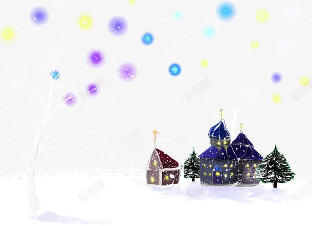 卡通手绘风景psd免抠素材_88icon https://88icon.com 卡通 手绘 梦幻 雪景 风景