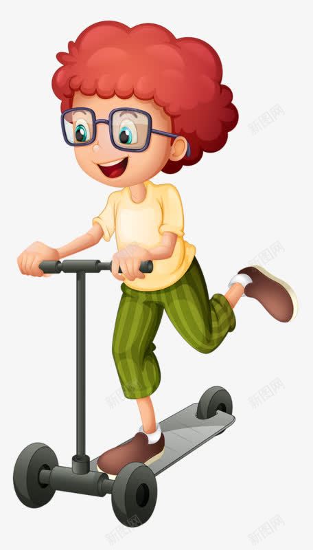 骑滑板的男孩png免抠素材_88icon https://88icon.com 卡通 手绘 滑板车 男孩 眼睛 简图