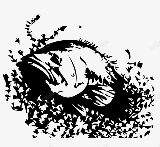 手绘鱼png免抠素材_88icon https://88icon.com 免费素材 素材 鱼 黑白