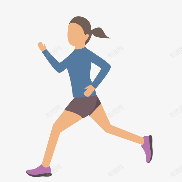 跑步的女孩矢量图eps免抠素材_88icon https://88icon.com 女孩 跑步 运动 矢量图