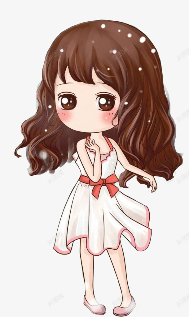 棕发女孩psd免抠素材_88icon https://88icon.com 卡通 女孩 手绘 棕发