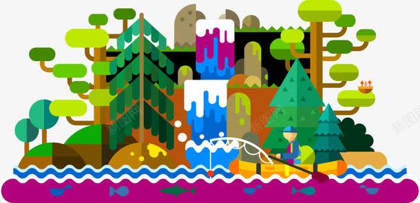 手绘卡通树林水png免抠素材_88icon https://88icon.com 创意卡通图案 卡通图案手绘 卡通图案矢量图