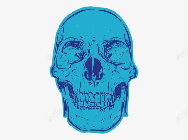 蓝色骷髅png免抠素材_88icon https://88icon.com 动漫 头骨 蓝色 骷髅头