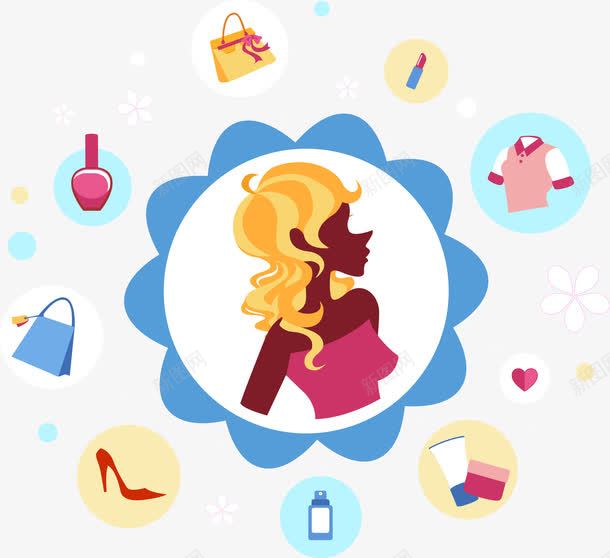 卡通扁平时尚女人购物节png免抠素材_88icon https://88icon.com 卡通 女人 扁平 时尚 购物节