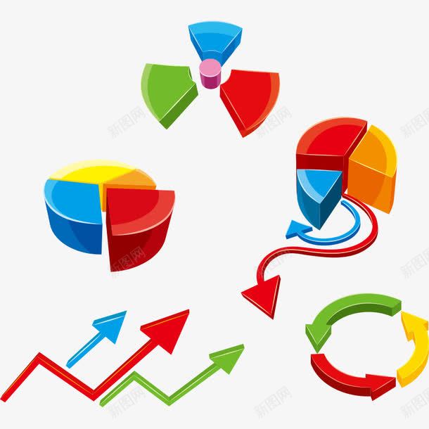 扇形图png免抠素材_88icon https://88icon.com 扇形图 立体箭头 箭头