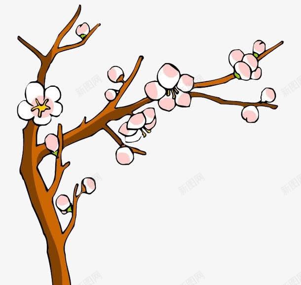 一枝桃花png免抠素材_88icon https://88icon.com 手绘画 桃花 矢量装饰 粉色的花 装饰