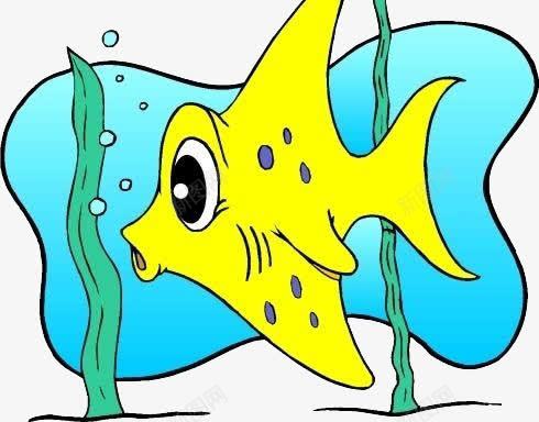 水中游动的黄色神仙鱼手绘png免抠素材_88icon https://88icon.com 插画素材 水 水草 鱼儿