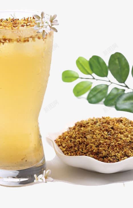 桂花茶png免抠素材_88icon https://88icon.com 叶子 干花 玻璃杯