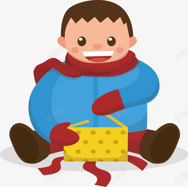 拆礼物男孩矢量图ai免抠素材_88icon https://88icon.com 可爱男孩 圣诞礼物 圣诞节 惊喜礼物 拆礼物 矢量png 矢量图