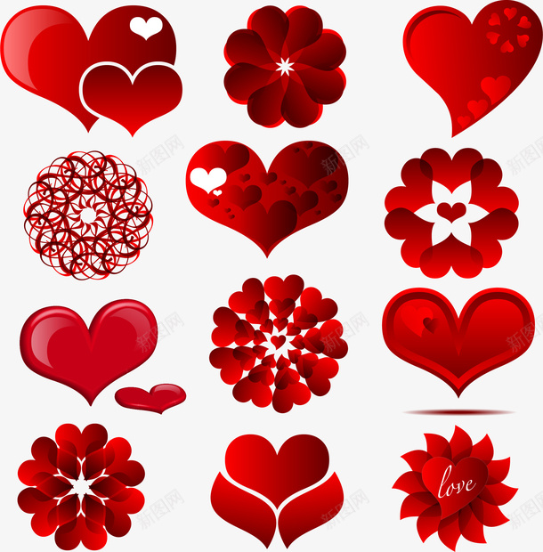 手绘花样心形图案矢量图ai免抠素材_88icon https://88icon.com 图案 心形 手绘 花样 矢量图