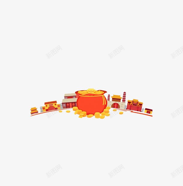 卡通版的金币png免抠素材_88icon https://88icon.com 卡通 建筑物