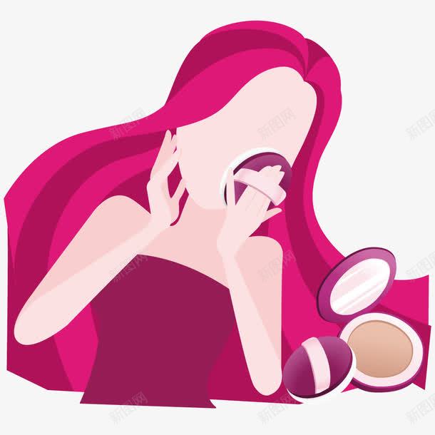 擦粉底的女人png免抠素材_88icon https://88icon.com 化妆 女人 粉底