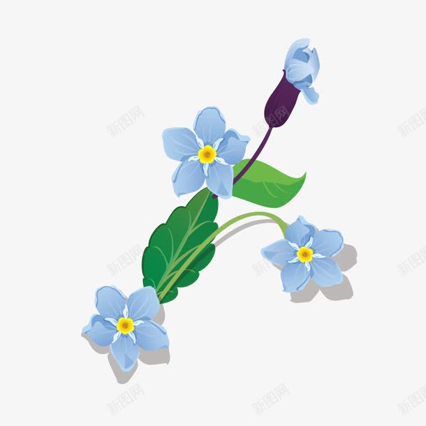 浅蓝色清新小花朵png免抠素材_88icon https://88icon.com 小花朵 浅蓝色 清新