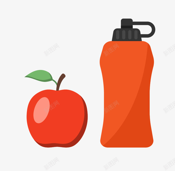 苹果和水杯矢量图eps免抠素材_88icon https://88icon.com 水杯素材 矢量素材 苹果素材 装饰素材 矢量图