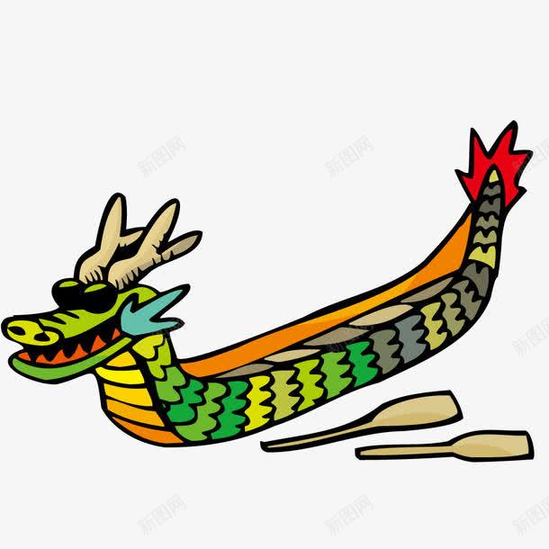 龙船插画艺术图png免抠素材_88icon https://88icon.com 一条龙船 划桨 卡通龙船 手绘龙船 黑眼睛龙