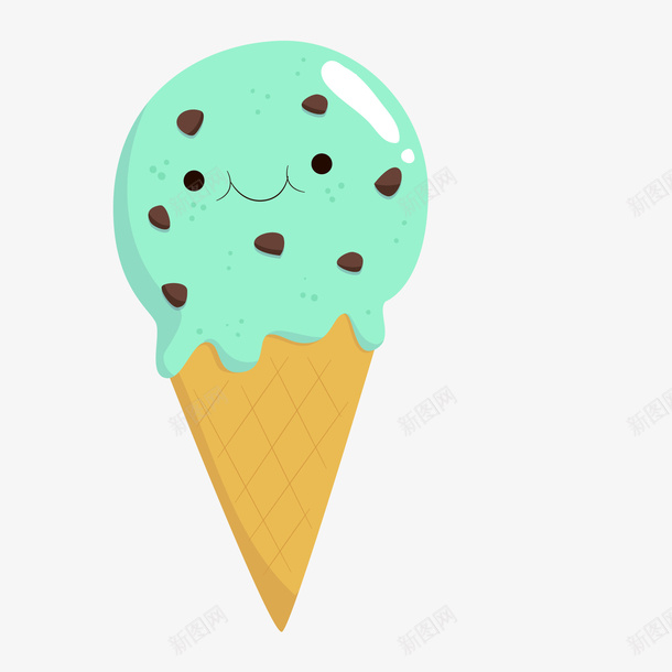 绿色的甜筒食物矢量图ai免抠素材_88icon https://88icon.com 卡通 夏季 微笑 甜筒 绿色 食物设计 矢量图