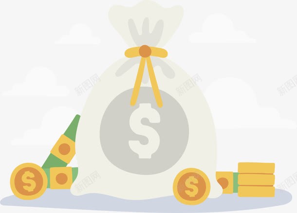 白色的钱袋子png免抠素材_88icon https://88icon.com 矢量素材 财宝 财富 金币 钱袋