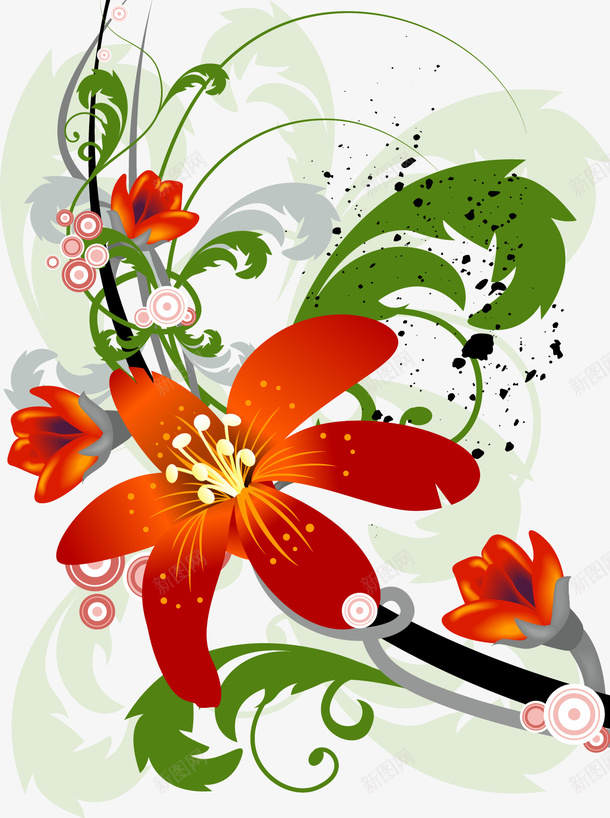 时尚花卉底纹矢量图eps免抠素材_88icon https://88icon.com 底纹 红色 花 花卉 花纹 矢量图