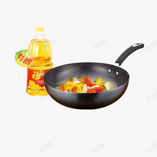 食用油和平底锅psd免抠素材_88icon https://88icon.com 产品实物 平底锅 炒菜 食用调和油 黄色 黑色