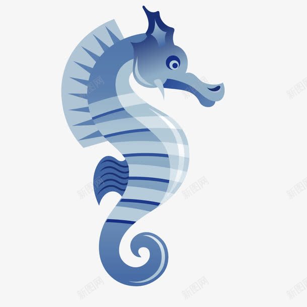 蓝色卡通海马可爱png免抠素材_88icon https://88icon.com 卡通 可爱 海马 蓝色