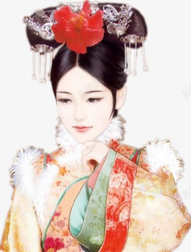 温柔清廷宫妃古风手绘png免抠素材_88icon https://88icon.com 古风 宫妃 手绘 清廷 温柔