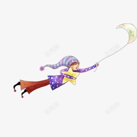 气球飞的女孩png免抠素材_88icon https://88icon.com 卡通 彩色 手绘 星星 装饰