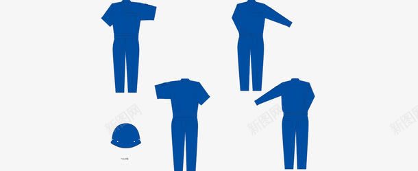 扁平服装套装蓝色工装png免抠素材_88icon https://88icon.com 套装 扁平 服装