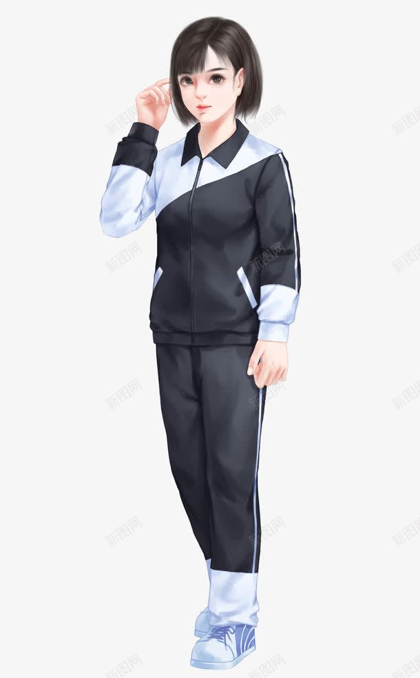 黑色校服短发女孩png免抠素材_88icon https://88icon.com 女孩 校服 短发 黑色