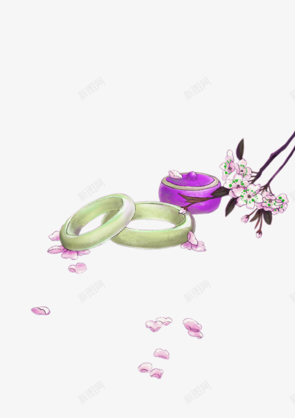 绿色清新玉镯花朵装饰图案png免抠素材_88icon https://88icon.com 免抠PNG 清新 玉镯 绿色 花朵 装饰图案